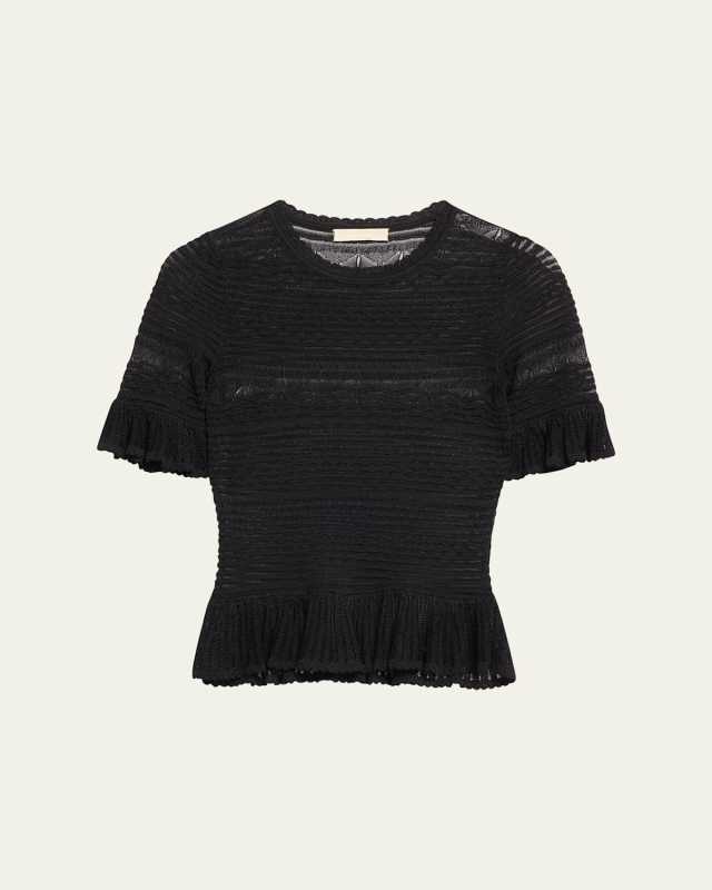 Flora Semi-Sheer Textural Knit Top